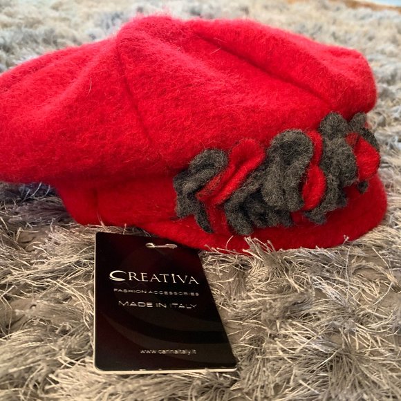 Italian Wool Red Creativa Hat - Picture 2 of 4
